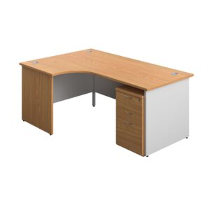 Panel Plus Left Radial Desk + 3 Drawer High Mobile Pedestal Bundle