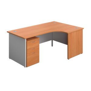 Panel Plus Right Radial Desk + 3 Drawer High Mobile Pedestal Bundle