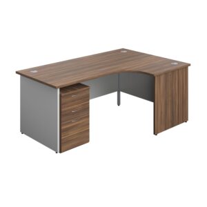Panel Plus Right Radial Desk + 3 Drawer High Mobile Pedestal Bundle