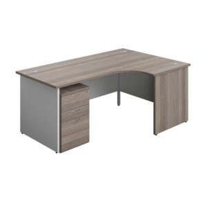 Panel Plus Right Radial Desk + 3 Drawer High Mobile Pedestal Bundle