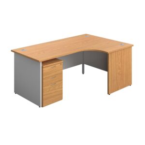 Panel Plus Right Radial Desk + 3 Drawer High Mobile Pedestal Bundle