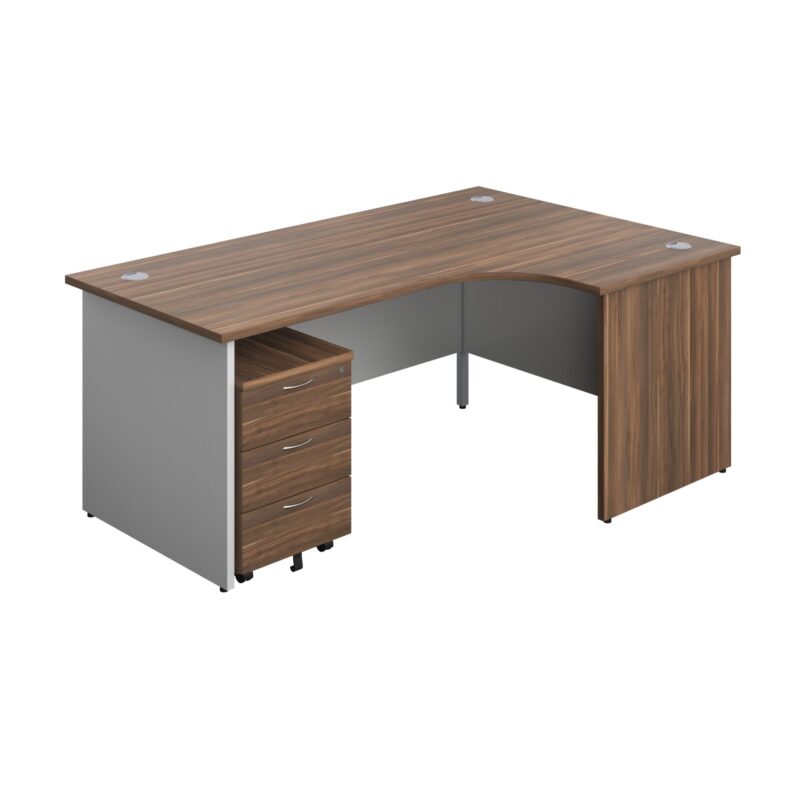 Panel Plus Right Radial Desk + 3 Drawer Mobile Pedestal Bundle