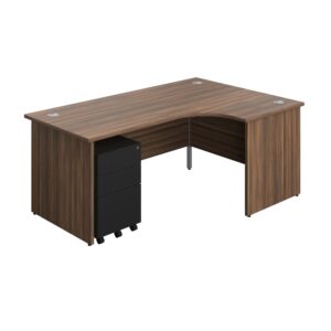 Panel Right Hand Radial Desk + 3 Drawer Steel Mobile Pedestal Bundle