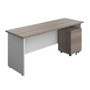 Panel Plus Rectangular Desk + 2 Drawer Mobile Pedestal Bundle