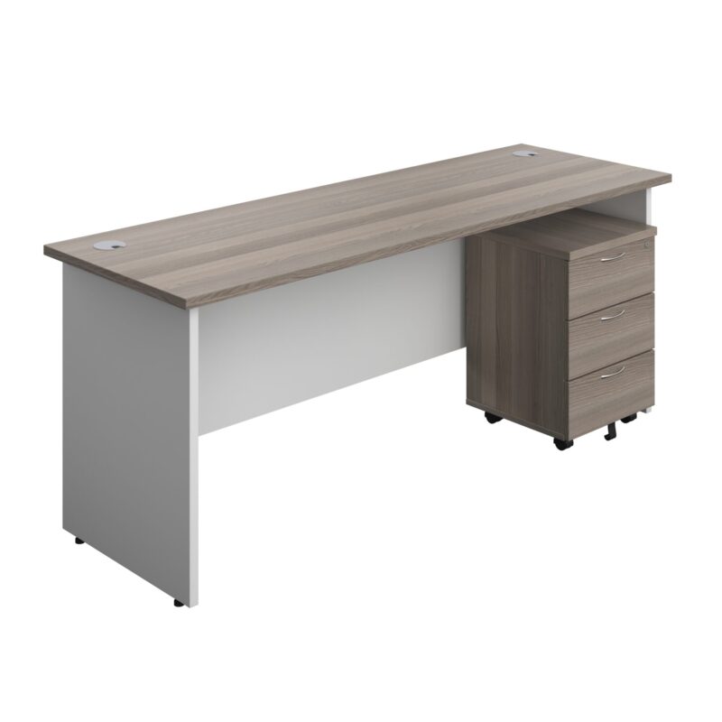 Panel Plus Rectangular Desk + 3 Drawer Mobile Pedestal Bundle
