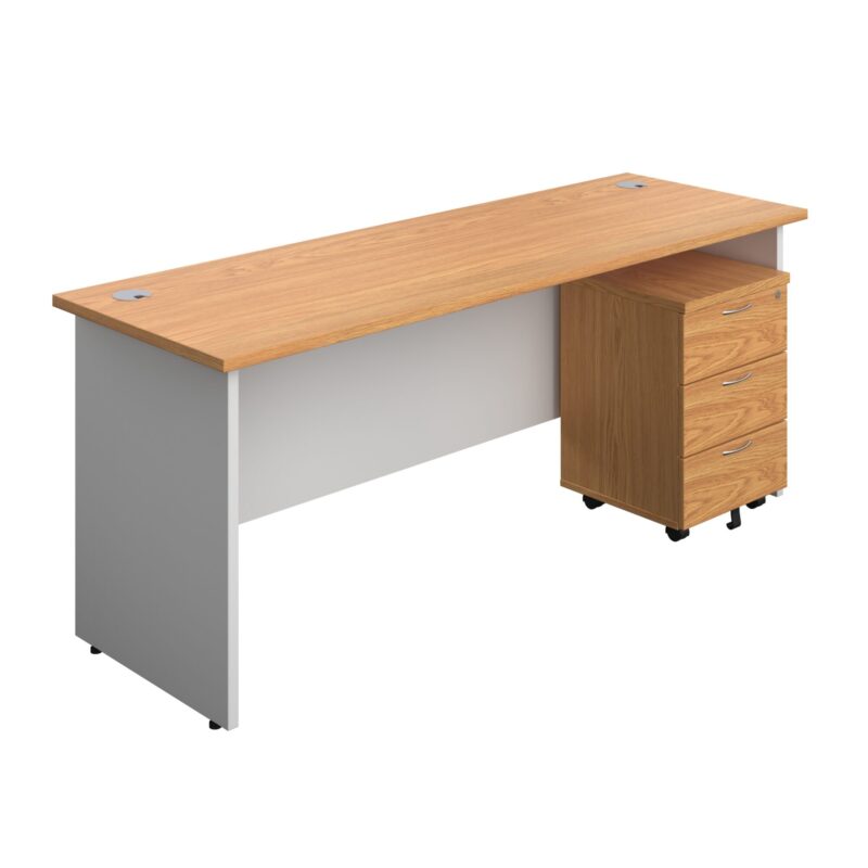 Panel Plus Rectangular Desk + 3 Drawer Mobile Pedestal Bundle