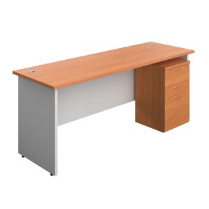 Panel Plus Rectangular Desk + 3 Drawer Under Desk Pedestal Bundle