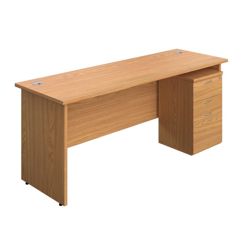 Panel Rectangular Desk + 3 Drawer Under Desk Pedestal Bundle