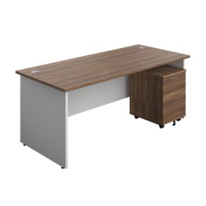 Panel Plus Rectangular Desk + 2 Drawer Mobile Pedestal Bundle