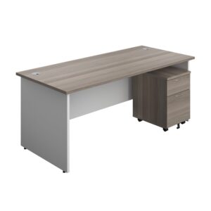 Panel Plus Rectangular Desk + 2 Drawer Mobile Pedestal Bundle
