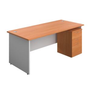 Panel Plus Rectangular Desk + 3 Drawer Under Desk Pedestal Bundle