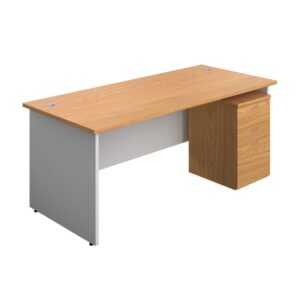 Panel Plus Rectangular Desk + 3 Drawer Under Desk Pedestal Bundle