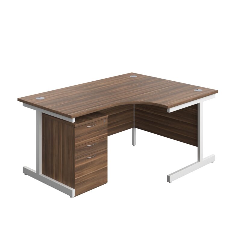 Single Upright Right Hand Radial Desk + High Mobile Pedestal 3 Drawer