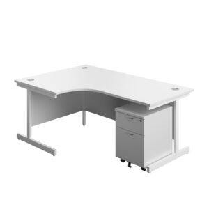 Single Upright Left Hand Radial Desk + Mobile 2 Drawer Pedestal