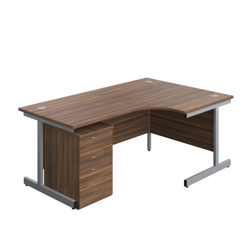 Single Upright Right Hand Radial Desk + High Mobile Pedestal 3 Drawer