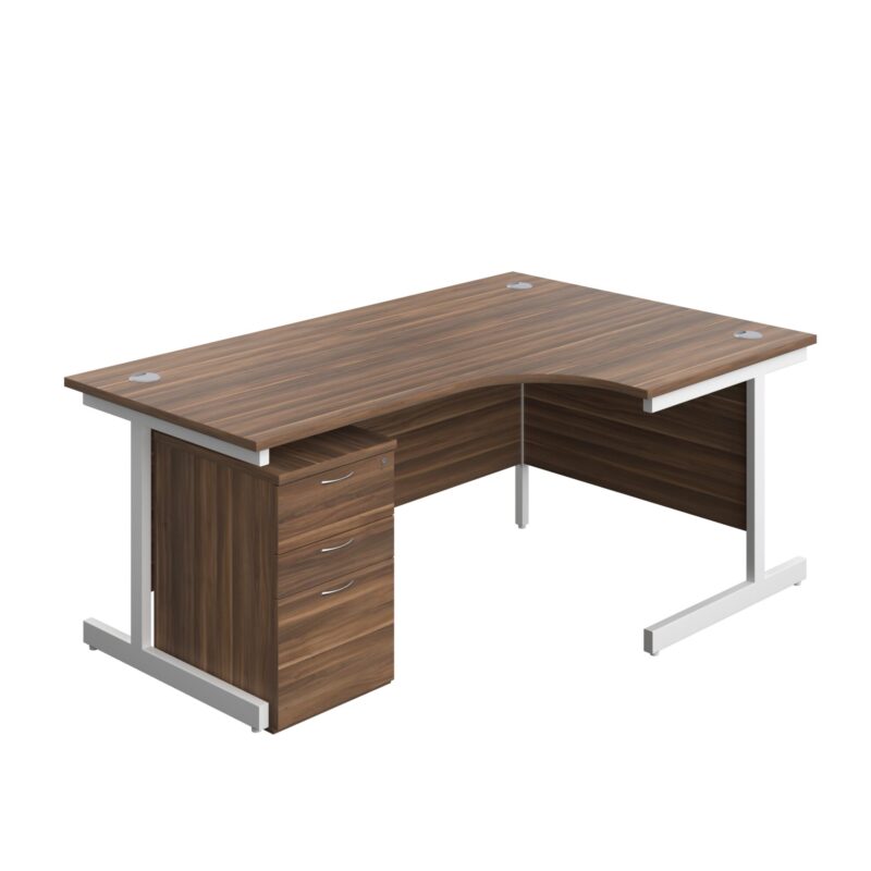 Single Upright Right Hand Radial Desk + High Mobile Pedestal 3 Drawer
