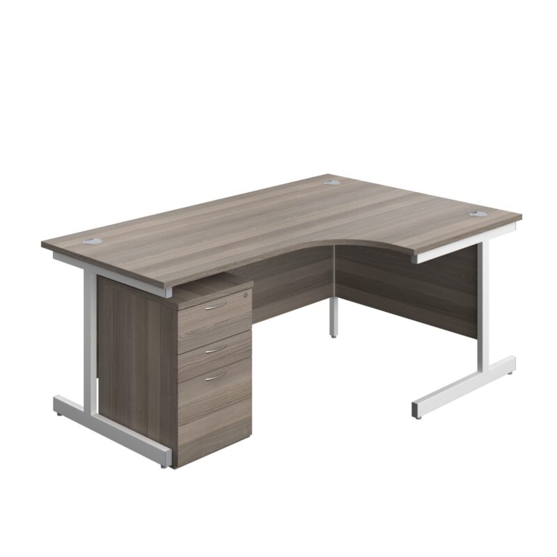Single Upright Right Hand Radial Desk + High Mobile Pedestal 3 Drawer