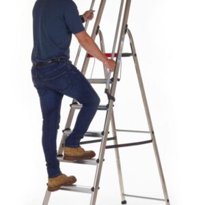 Double Decker Aluminium Stepladder With Tool Tray With Handrails - Image 4