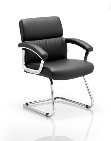 Ambition Medium Back Leather Cantilever Visitor Chair with Arms