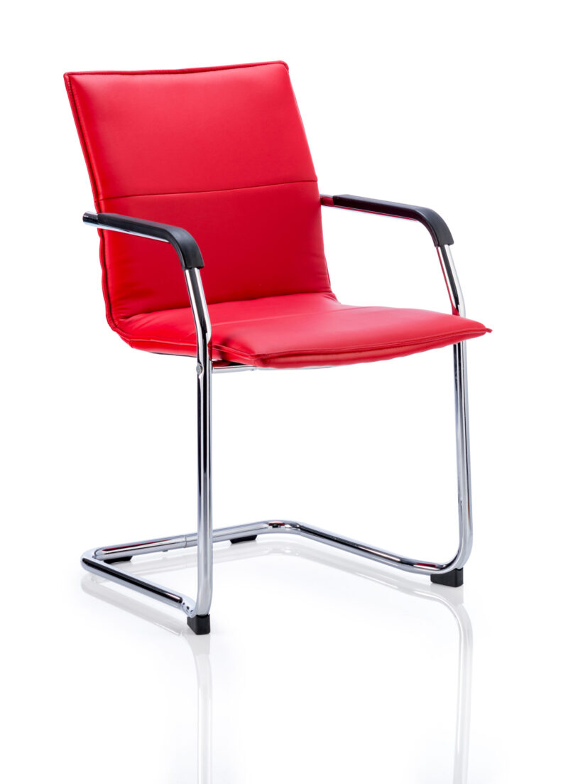 Reverberate Medium Back Leather Cantilever Visitor Chair with Arms - Image 9