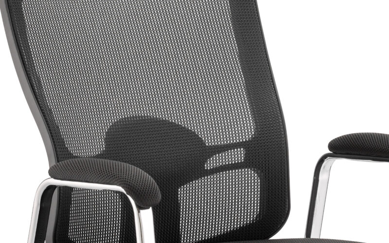 Salem Medium Mesh Back (Straight Leg) Visitor Chair with Arms - Image 6