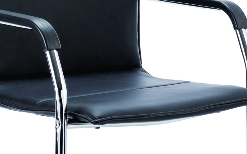 Reverberate Medium Back Leather Cantilever Visitor Chair with Arms - Image 4