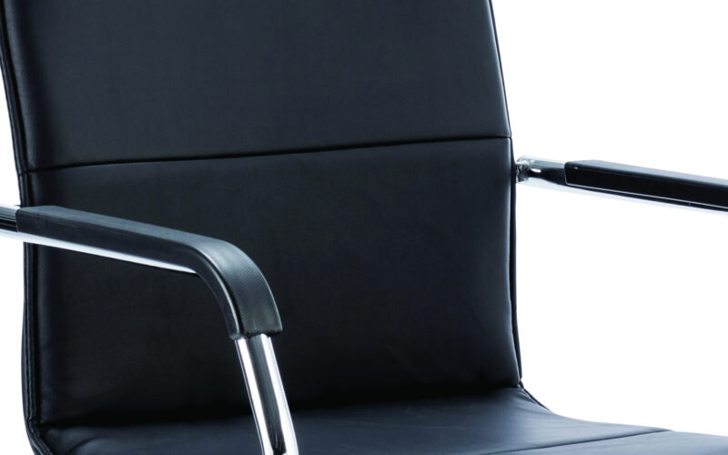 Reverberate Medium Back Leather Cantilever Visitor Chair with Arms - Image 6