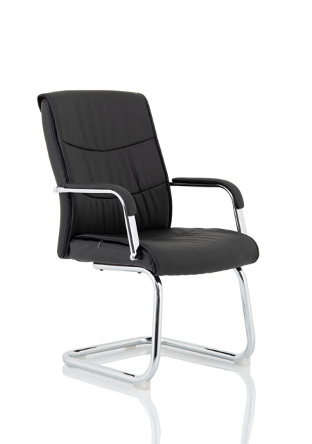Logan Medium Back Black Leather Cantilever Visitor Office Chair with Arms
