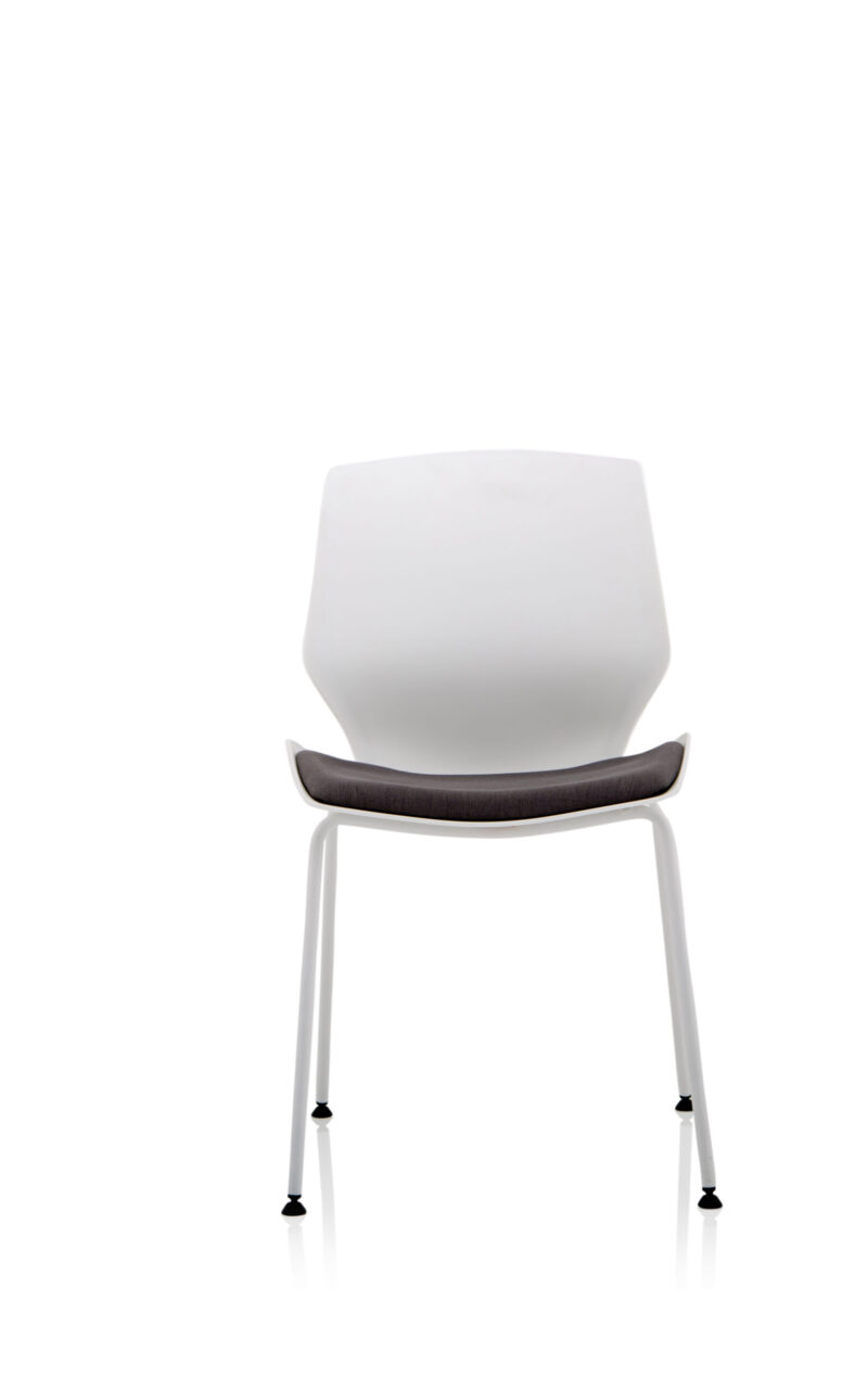 Verona White Frame Fabric Seat Visitor Chair - Image 2