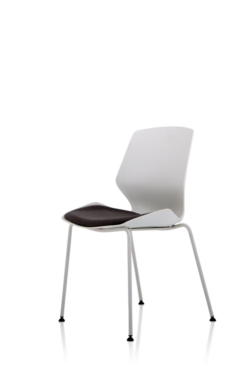 Verona White Frame Fabric Seat Visitor Chair - Image 3