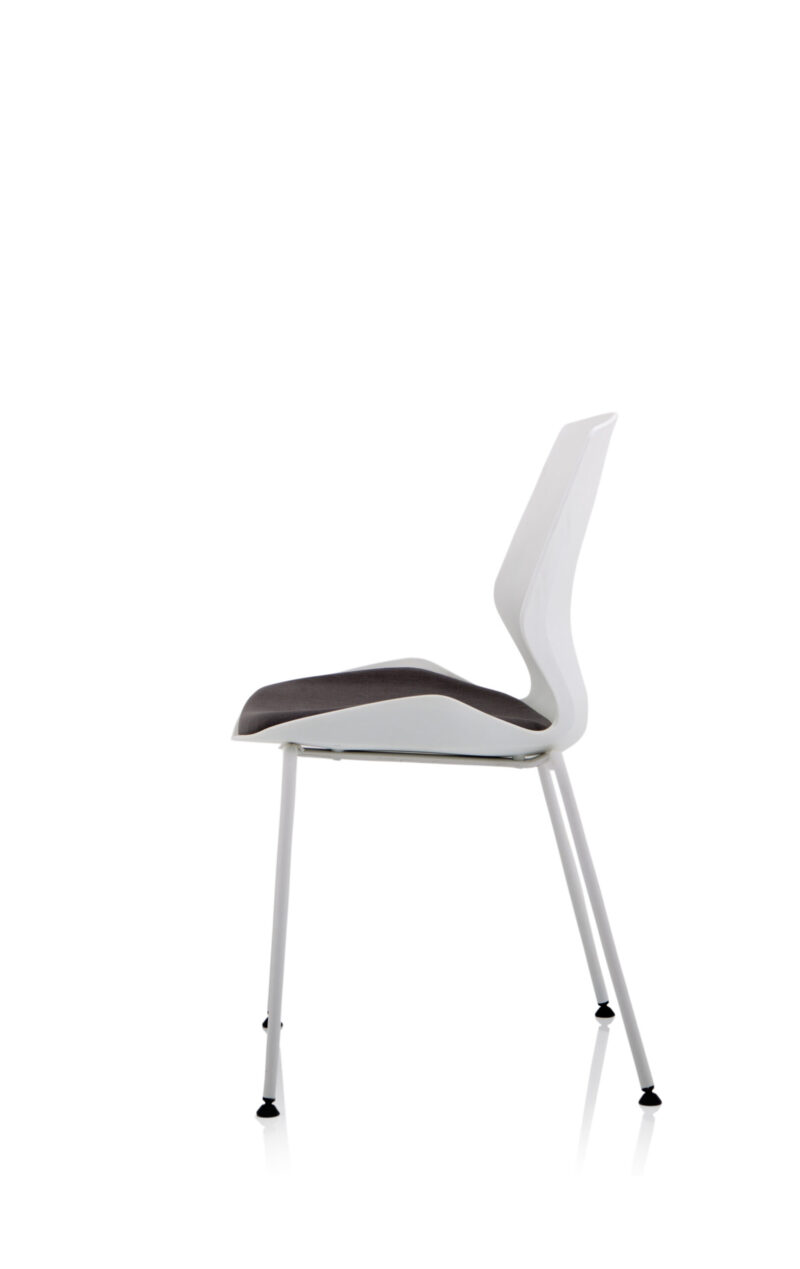 Verona White Frame Fabric Seat Visitor Chair - Image 4