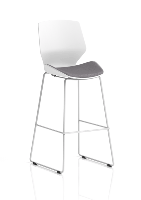 Verona White Frame Fabric Seat High Stool Chair
