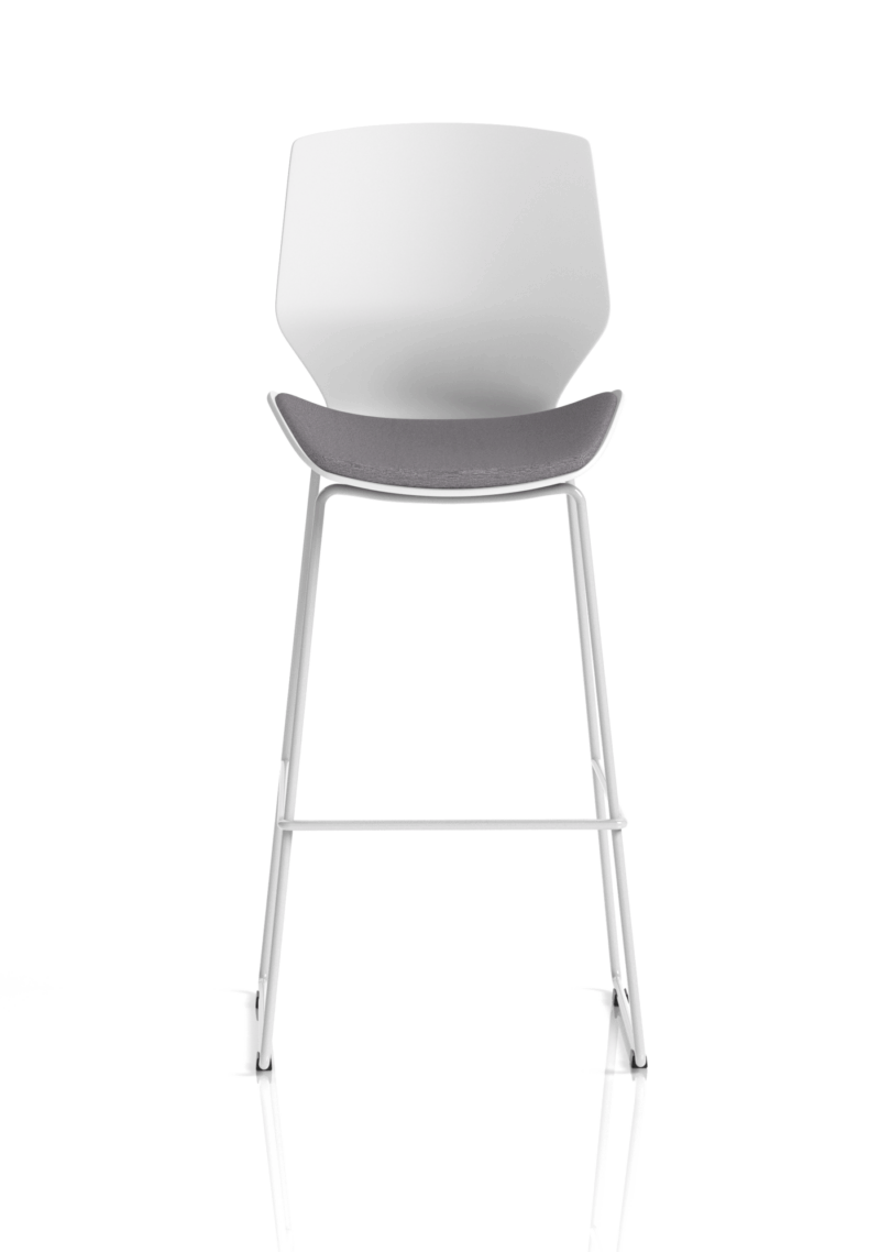 Verona White Frame Fabric Seat High Stool Chair - Image 2