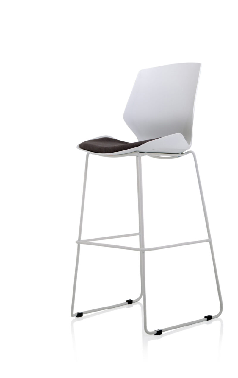 Verona White Frame Fabric Seat High Stool Chair - Image 3