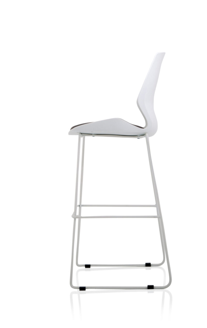 Verona White Frame Fabric Seat High Stool Chair - Image 4