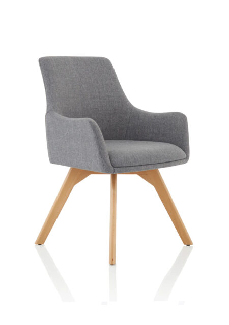 Maria Grey Fabric Wooden Leg Visitor Chair