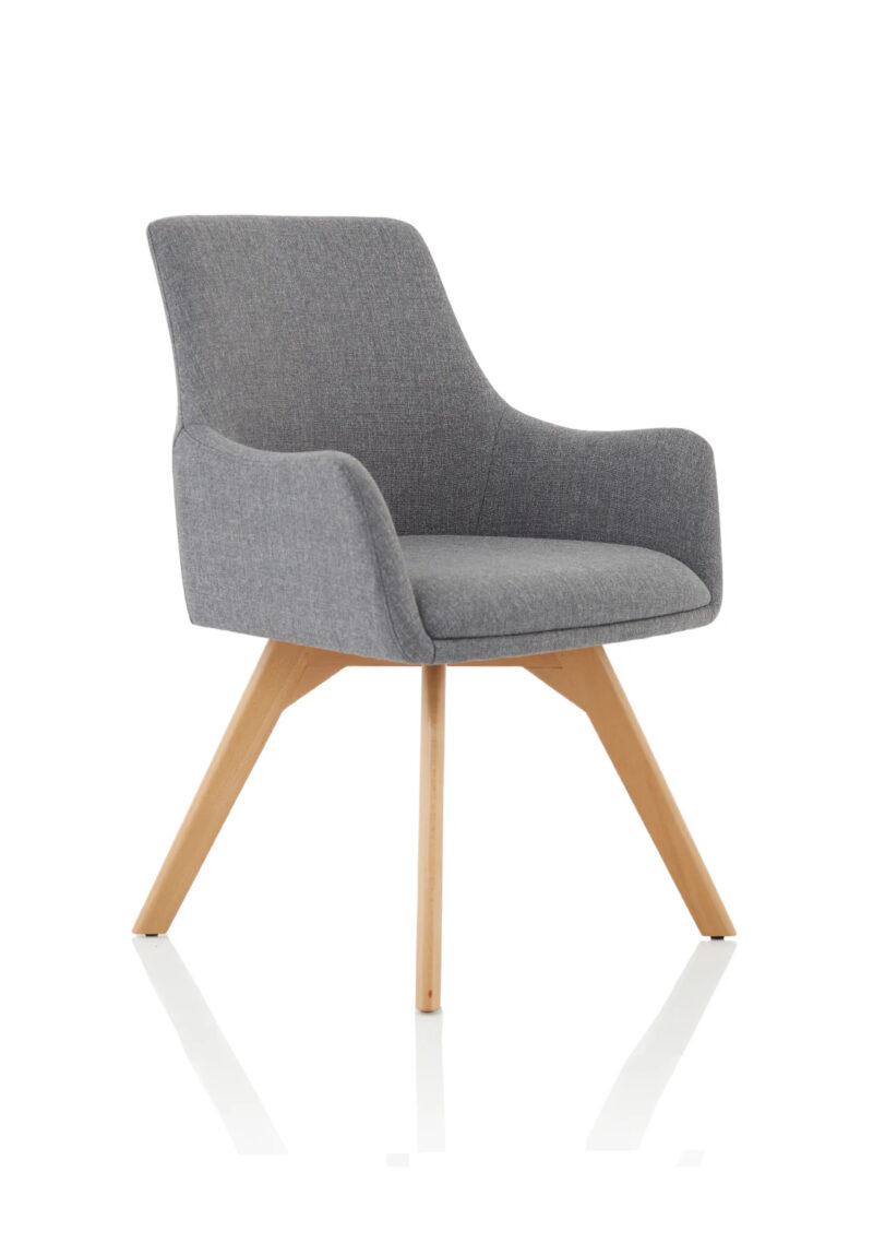 Maria Grey Fabric Wooden Leg Visitor Chair