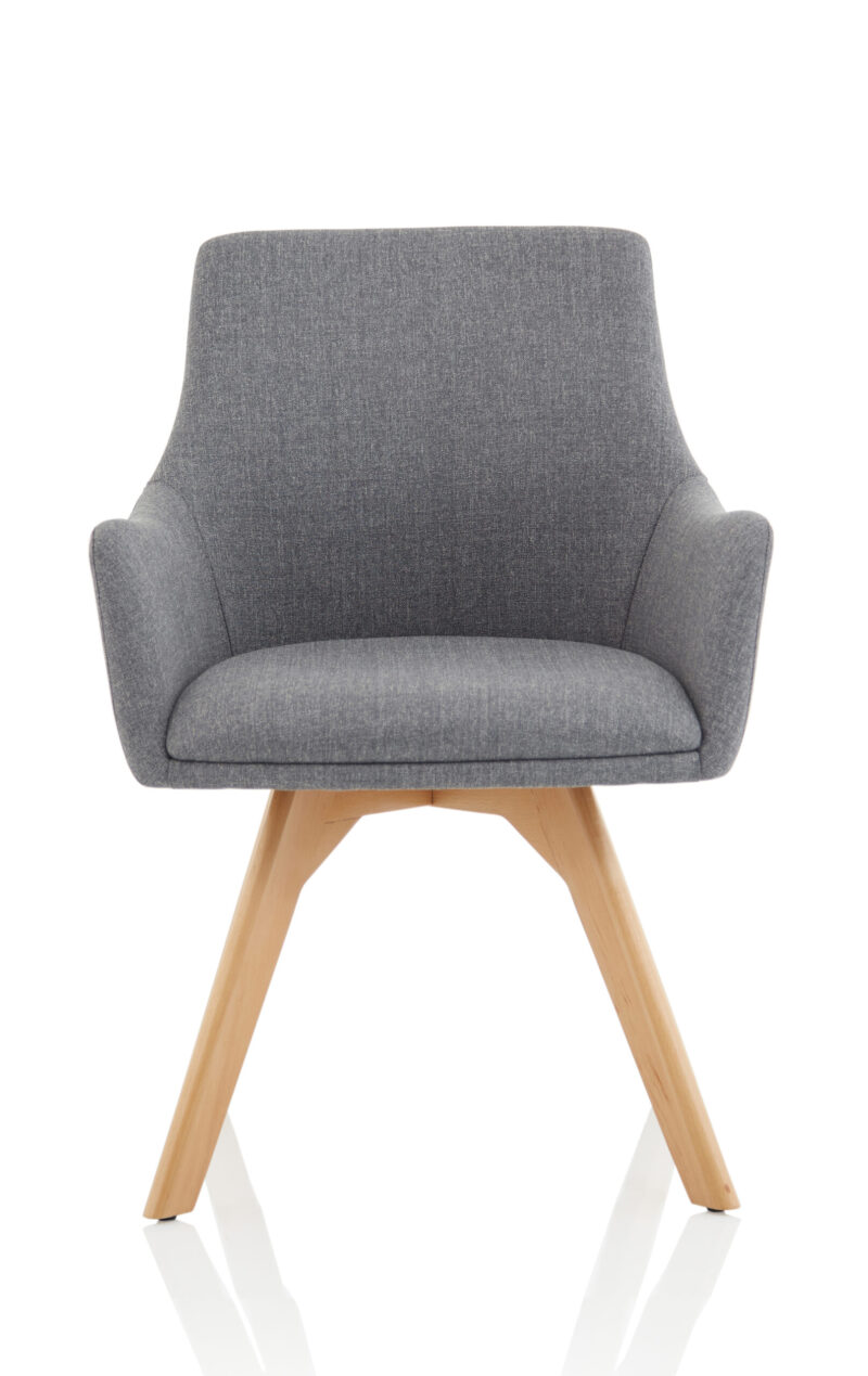 Maria Grey Fabric Wooden Leg Visitor Chair - Image 2