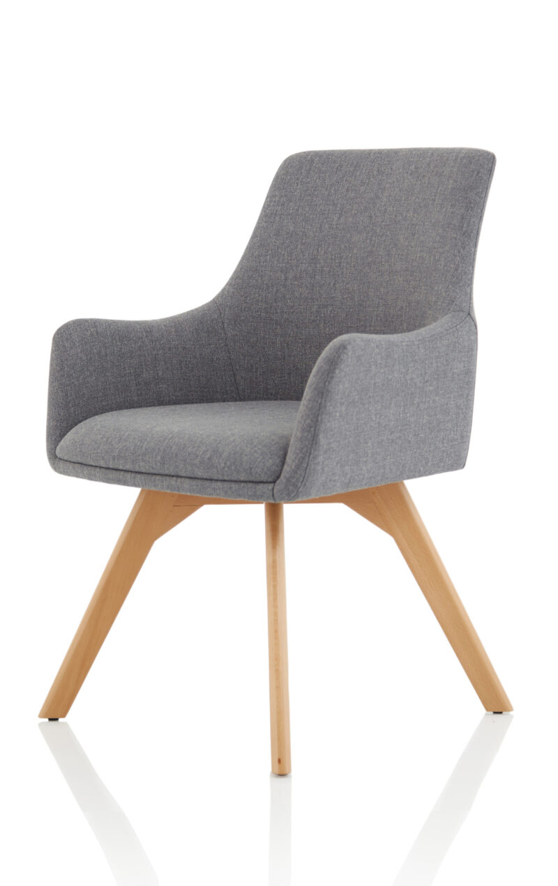 Maria Grey Fabric Wooden Leg Visitor Chair - Image 3
