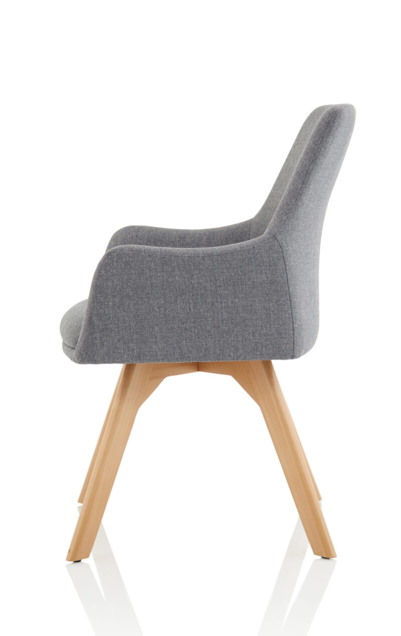 Maria Grey Fabric Wooden Leg Visitor Chair - Image 4