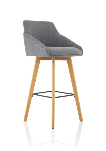 Maria Grey Fabric Wooden Leg High Stool Chair