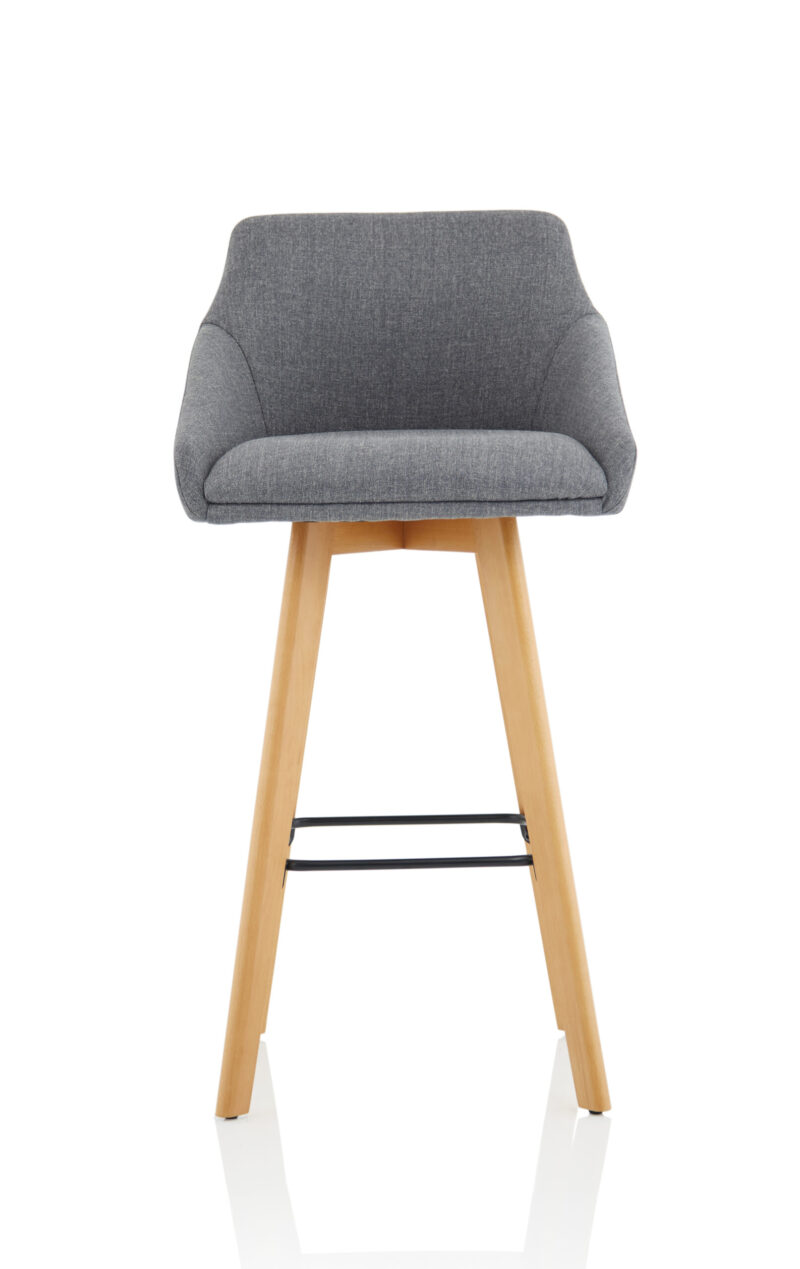 Maria Grey Fabric Wooden Leg High Stool Chair - Image 2