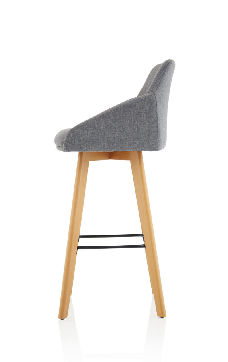 Maria Grey Fabric Wooden Leg High Stool Chair - Image 4