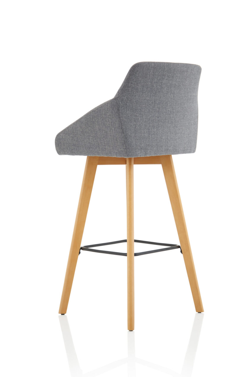 Maria Grey Fabric Wooden Leg High Stool Chair - Image 5