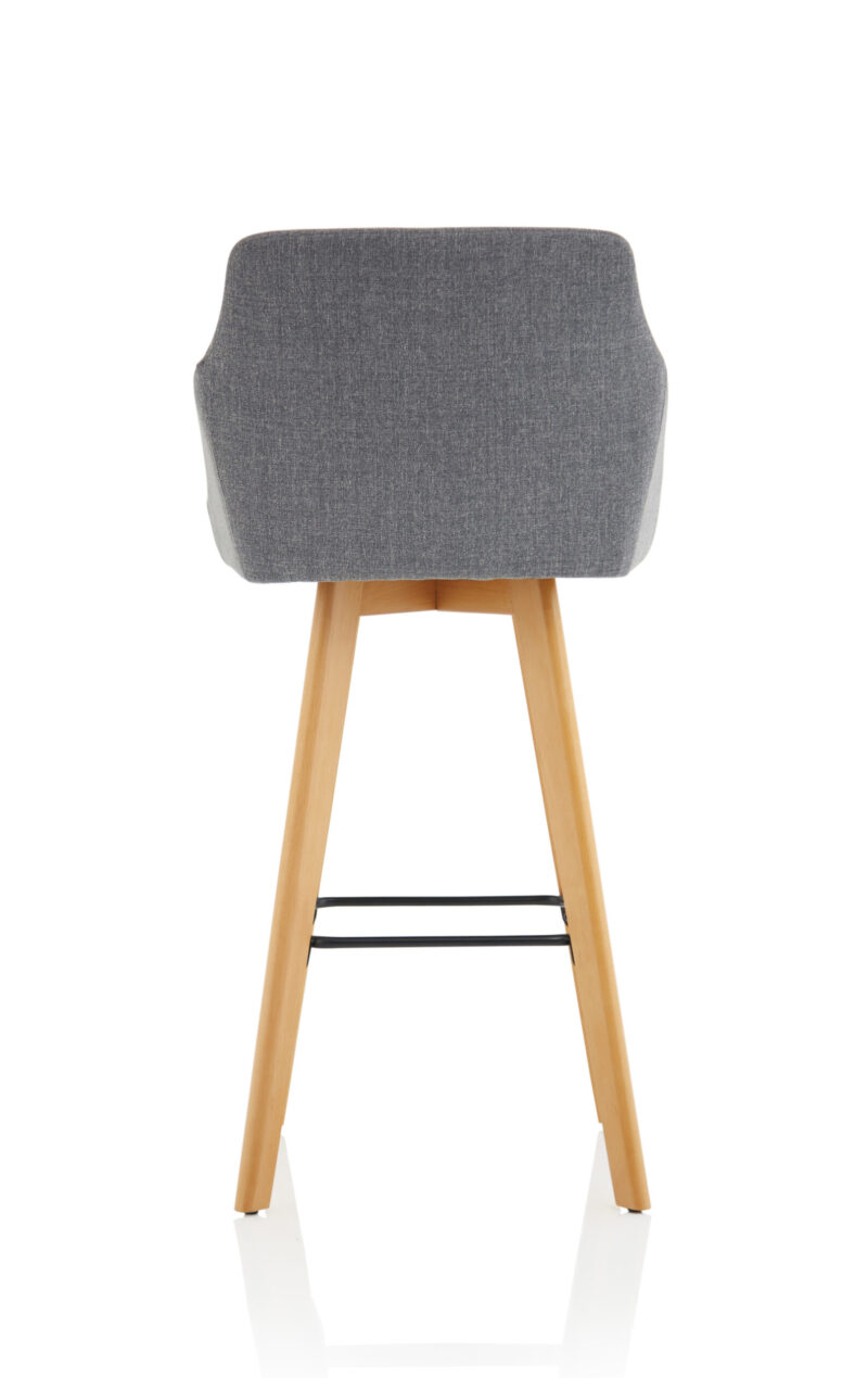 Maria Grey Fabric Wooden Leg High Stool Chair - Image 6