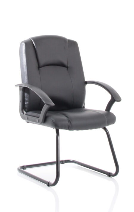 Elana Medium Back Black Bonded Leather Black Frame Cantilever Visitor Chair