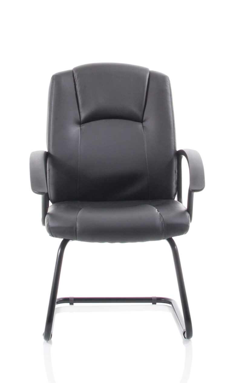 Elana Medium Back Black Bonded Leather Black Frame Cantilever Visitor Chair - Image 2