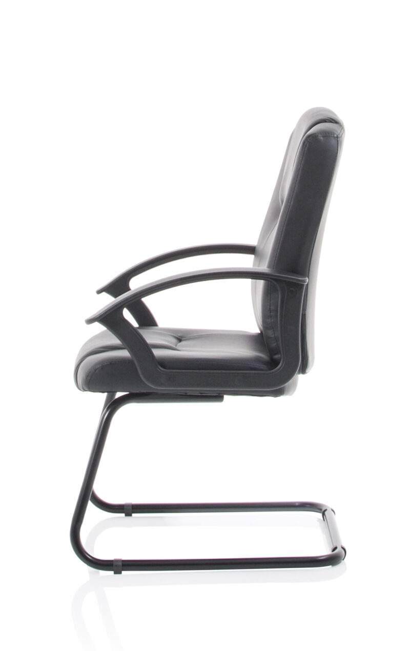 Elana Medium Back Black Bonded Leather Black Frame Cantilever Visitor Chair - Image 4