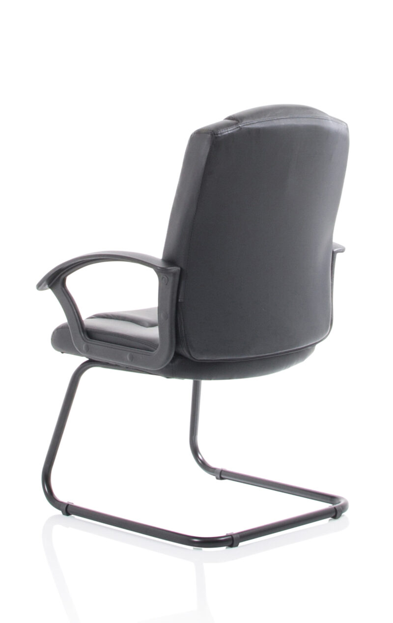 Elana Medium Back Black Bonded Leather Black Frame Cantilever Visitor Chair - Image 5