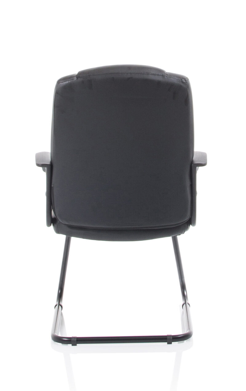 Elana Medium Back Black Bonded Leather Black Frame Cantilever Visitor Chair - Image 6